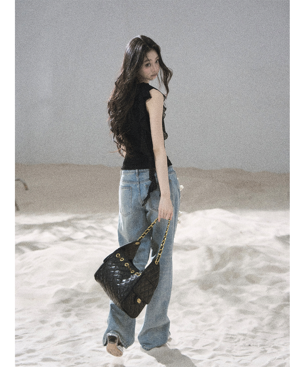 Lace One-Shoulder Crop Tee