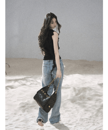 Lace One-Shoulder Crop Tee