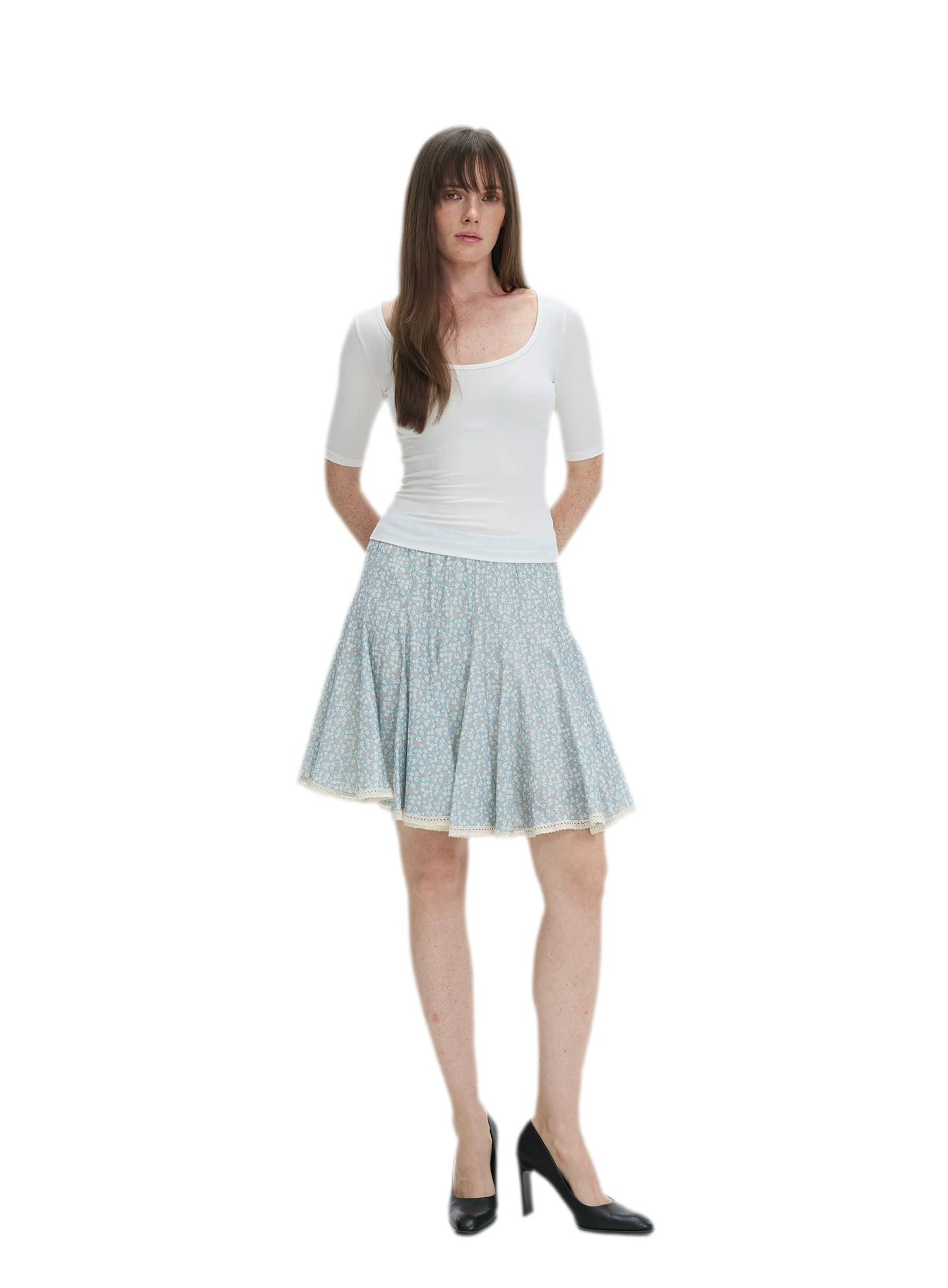 Floral Lace Midi Skirt