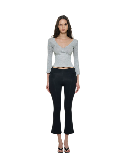 Crossfront Ribbed V-Neck Top