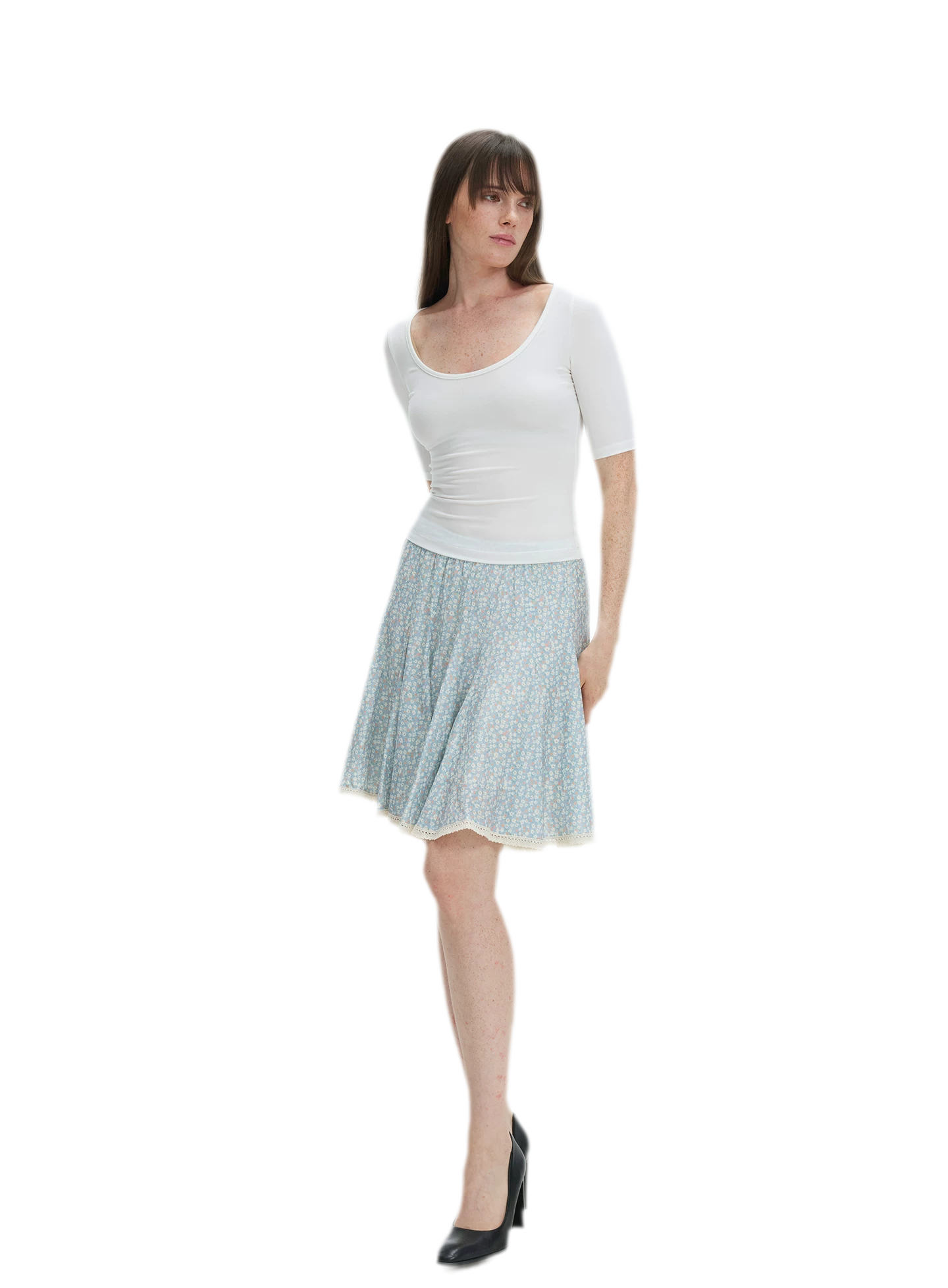 Floral Lace Midi Skirt