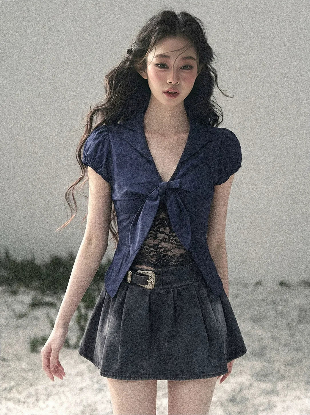 Washed Denim A-Line Skirt
