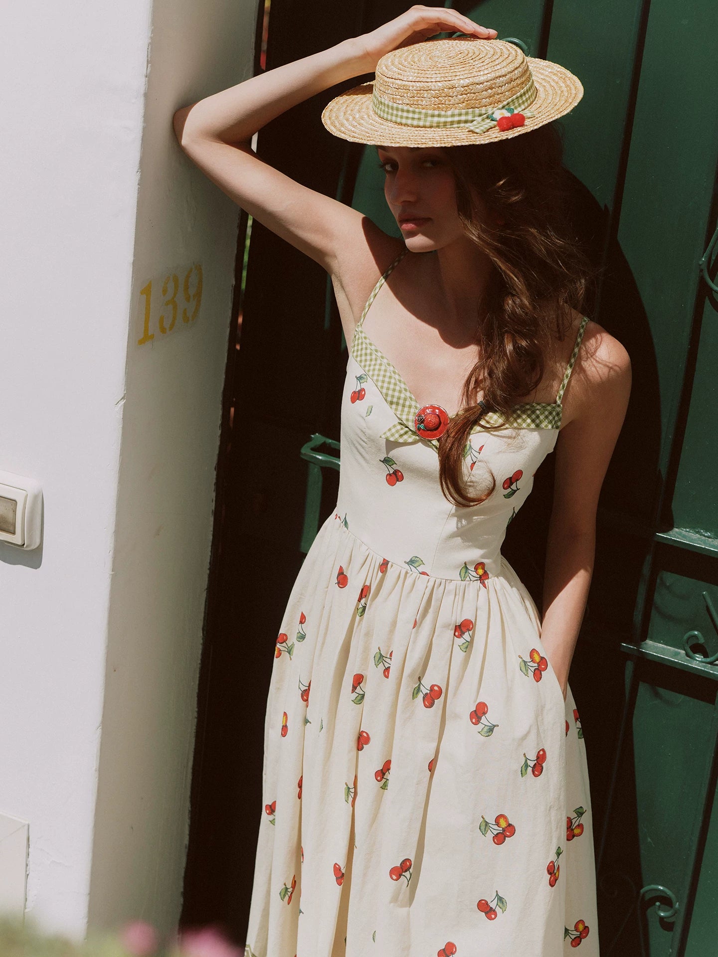 Cherry Print Fitted Dress
