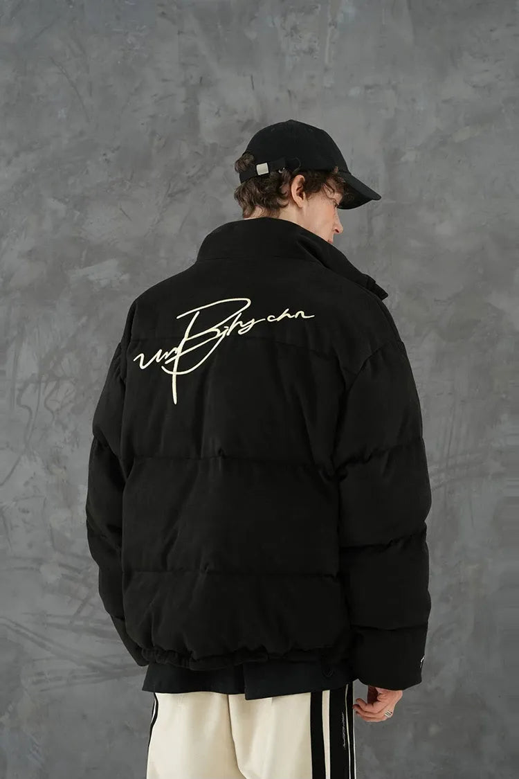Suede Oversized Down Puffer Jacket