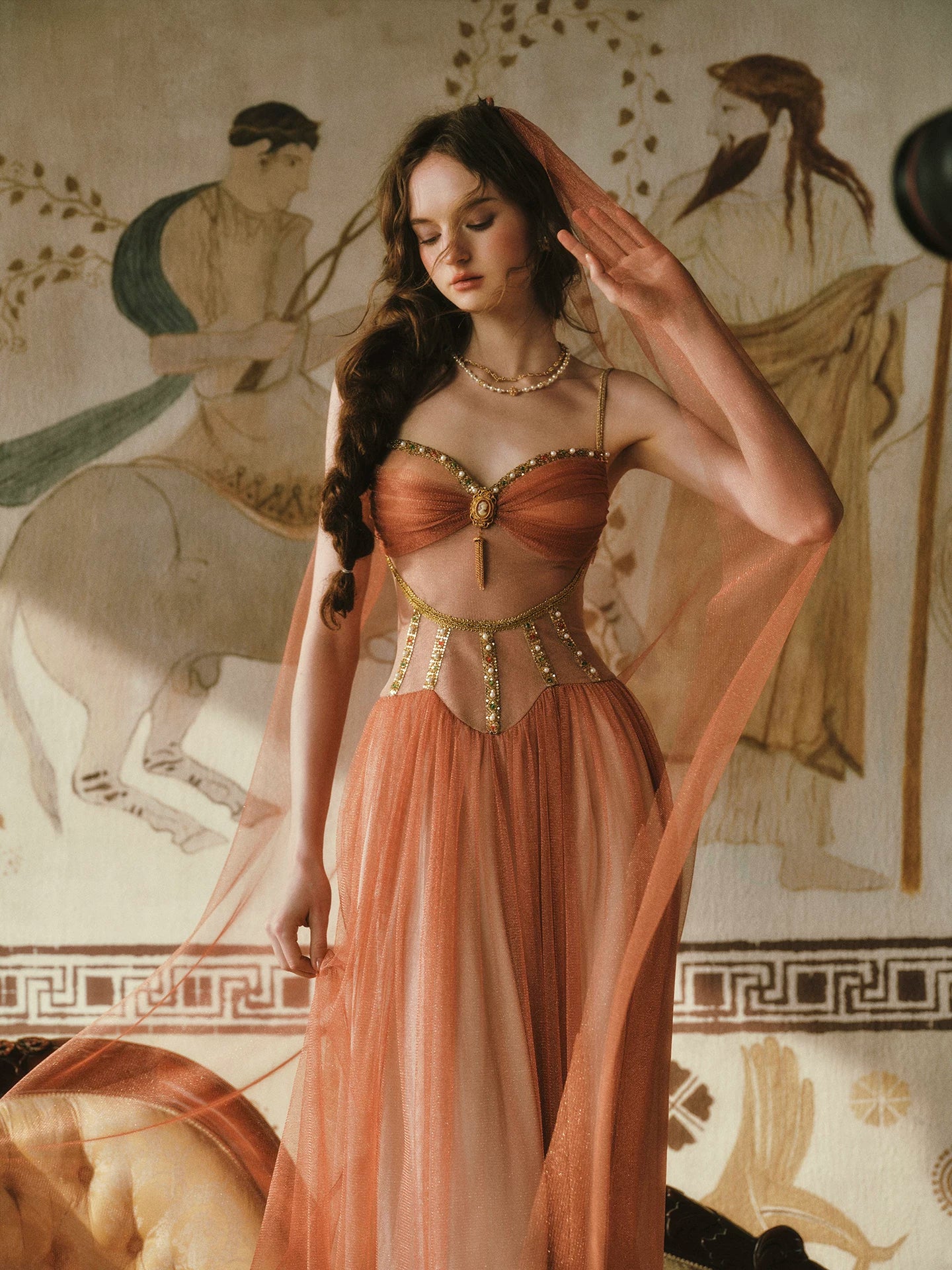 Gold Mesh Corset Dress Set