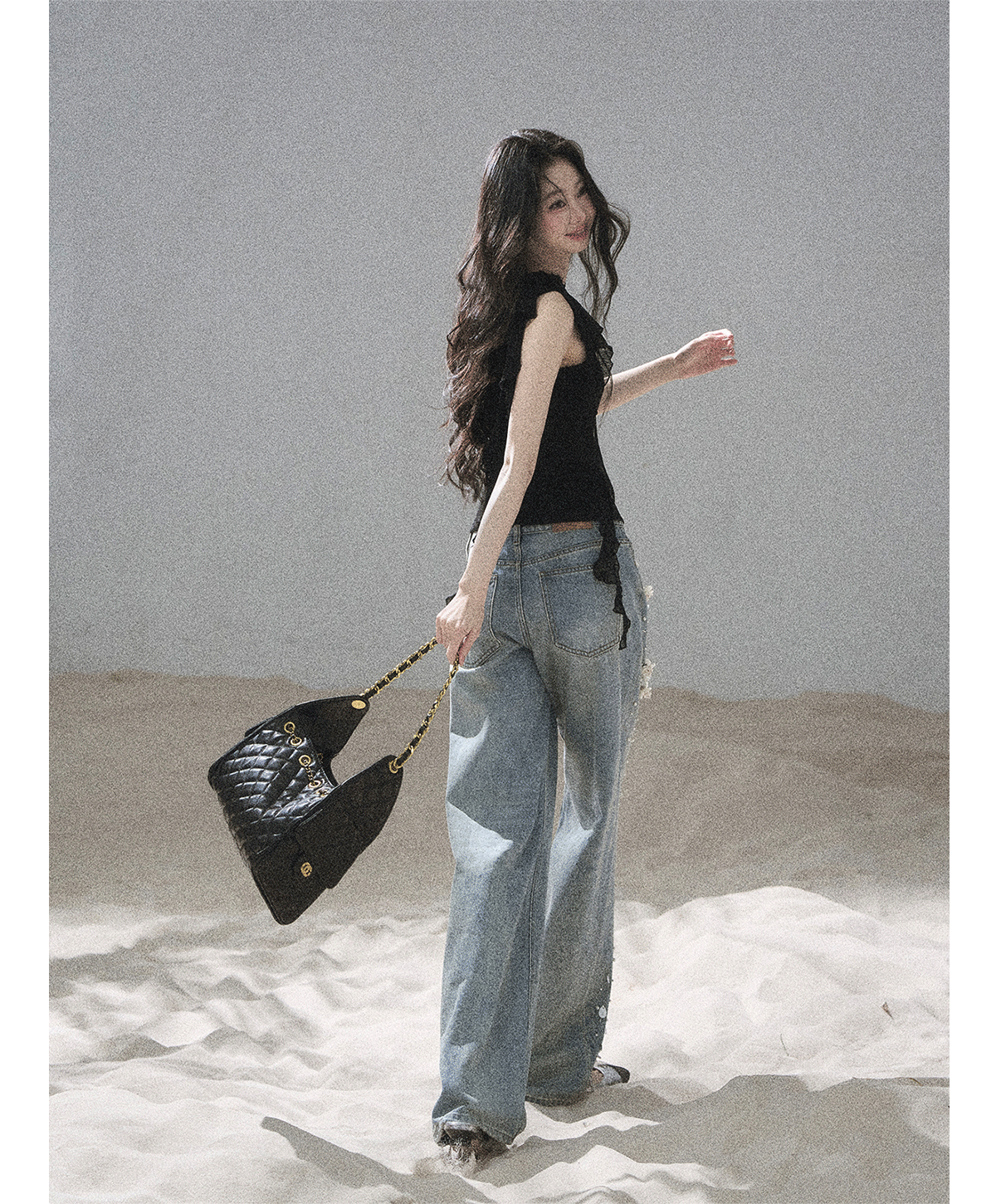 Lace One-Shoulder Crop Tee