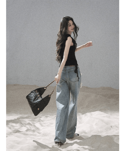 Lace One-Shoulder Crop Tee