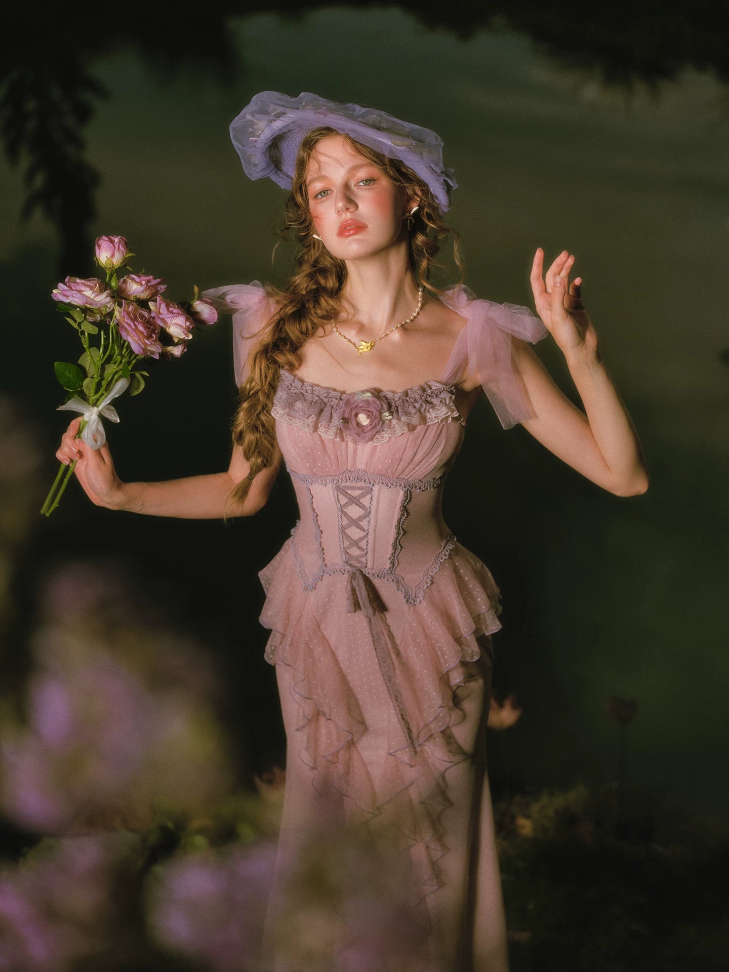 Polka-Dot Ruffle Corset Dress