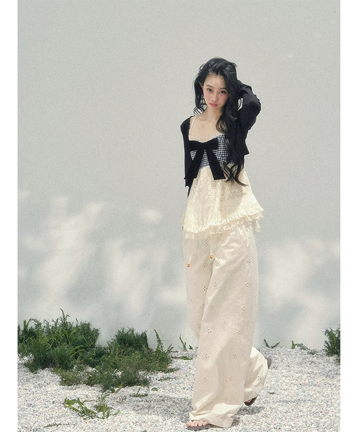 Wide-Leg Embroidered Pants