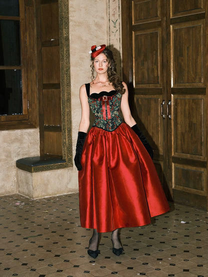 Floral Jacquard Corset Dress