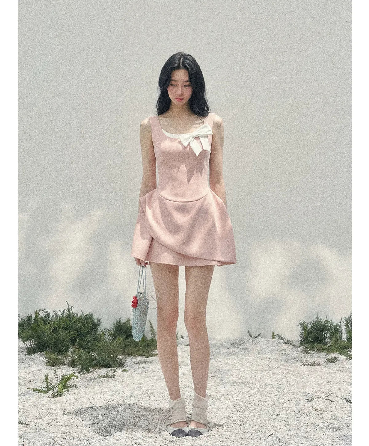 Sleek Bowknot Mini Dress