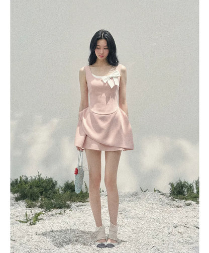 Sleek Bowknot Mini Dress