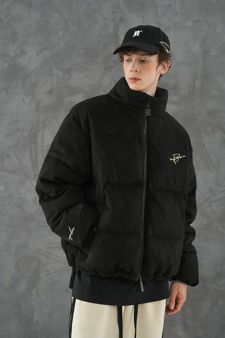 Suede Oversized Down Puffer Jacket