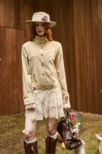 Embossed Lace Cinched Waist Dress