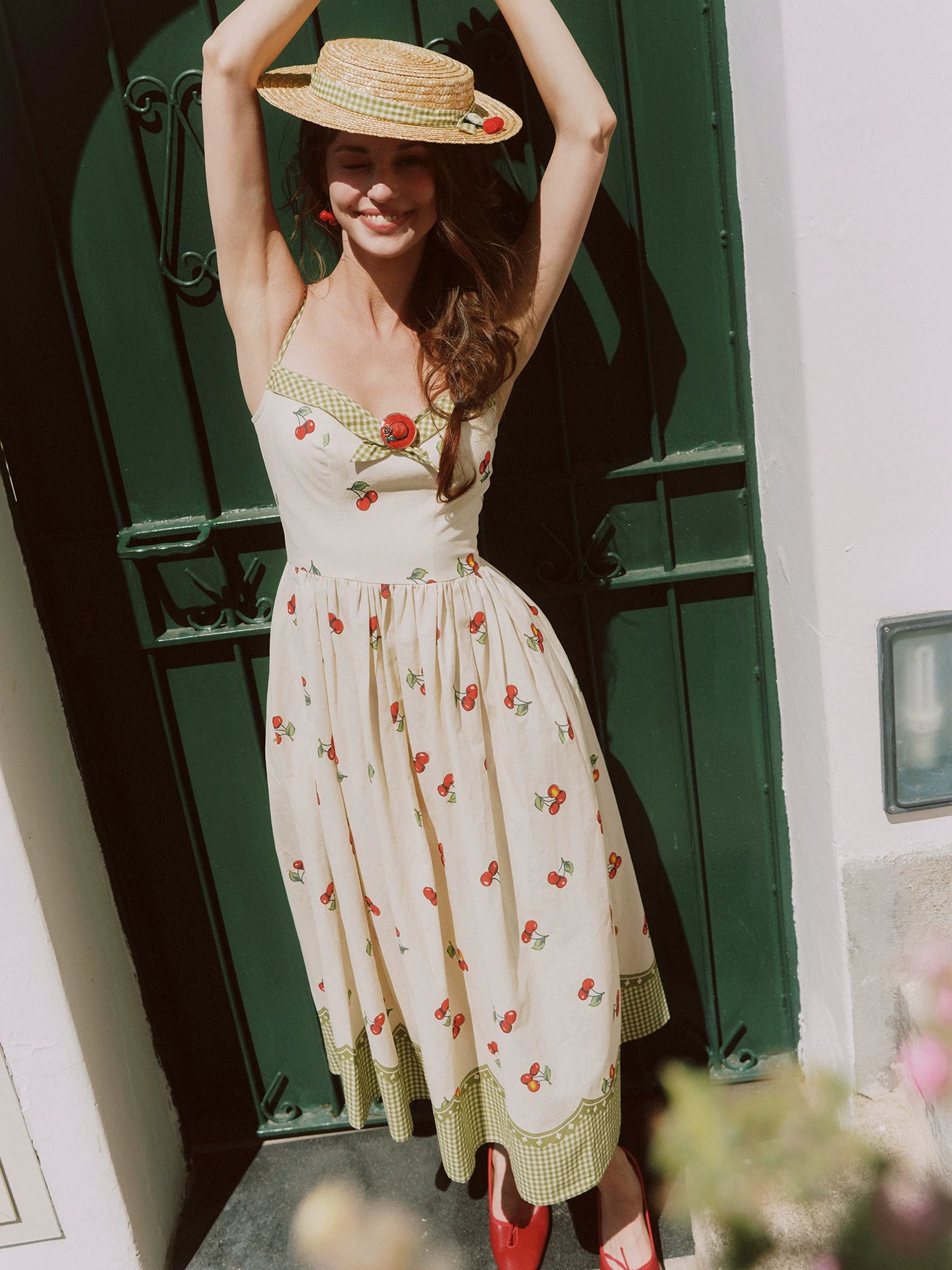 Cherry Print Fitted Dress