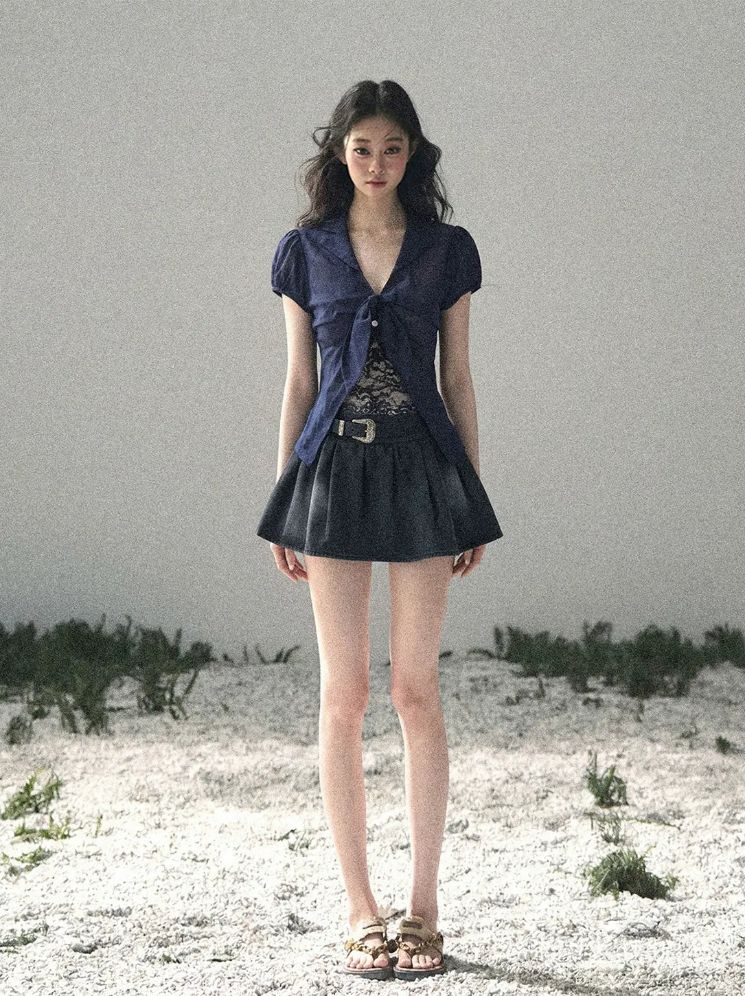 Washed Denim A-Line Skirt