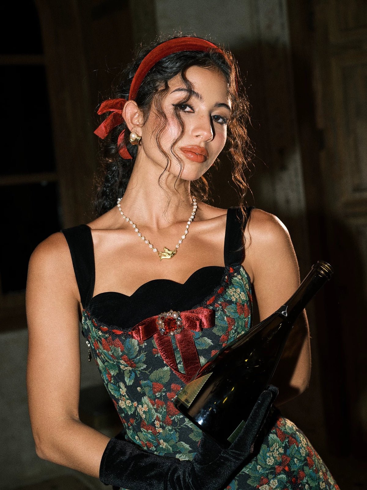 Floral Jacquard Corset Dress