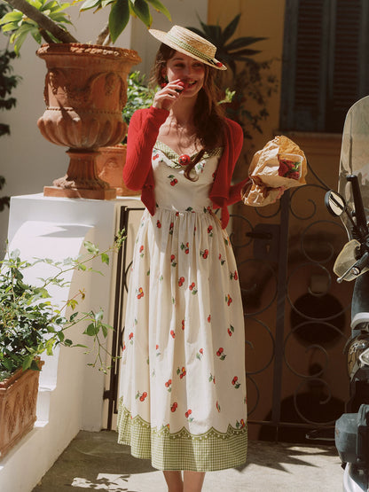 Cherry Print Fitted Dress