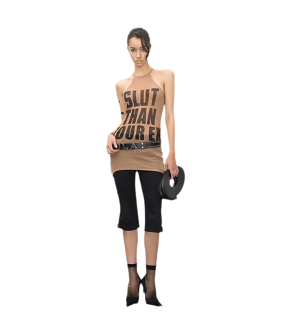 Letter Print Knit Dress