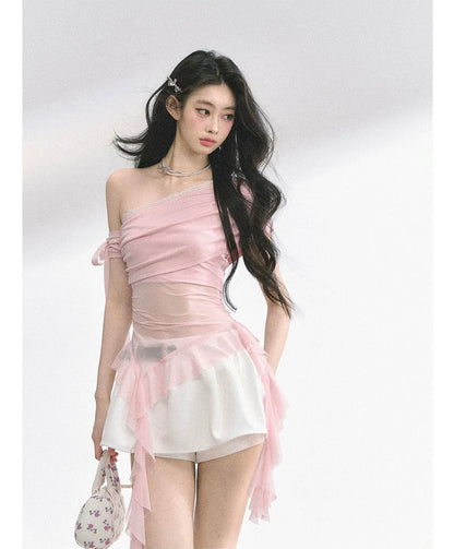 Sheer Asymmetric Mesh Tee