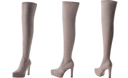 Suede Slouchy Over-Knee Boots