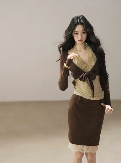 Lace Wrap Cropped Top