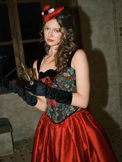 Floral Jacquard Corset Dress