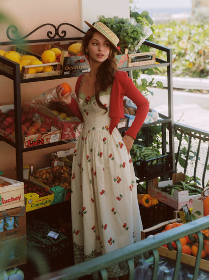Cherry Print Fitted Dress