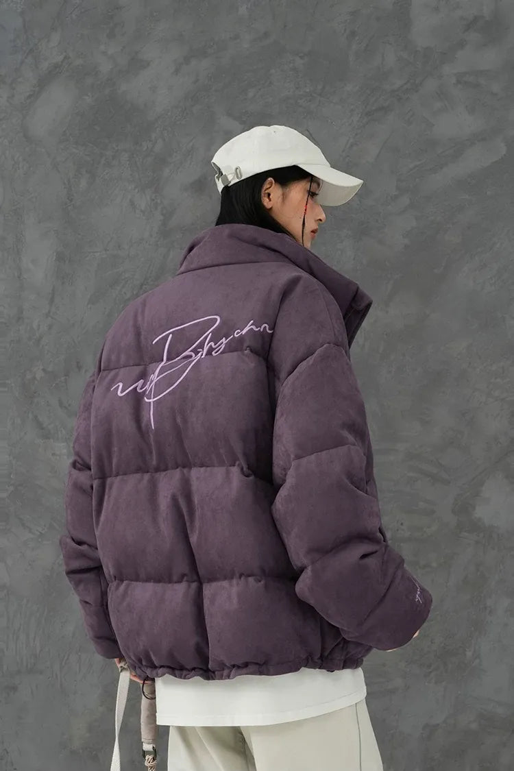 Suede Oversized Down Puffer Jacket
