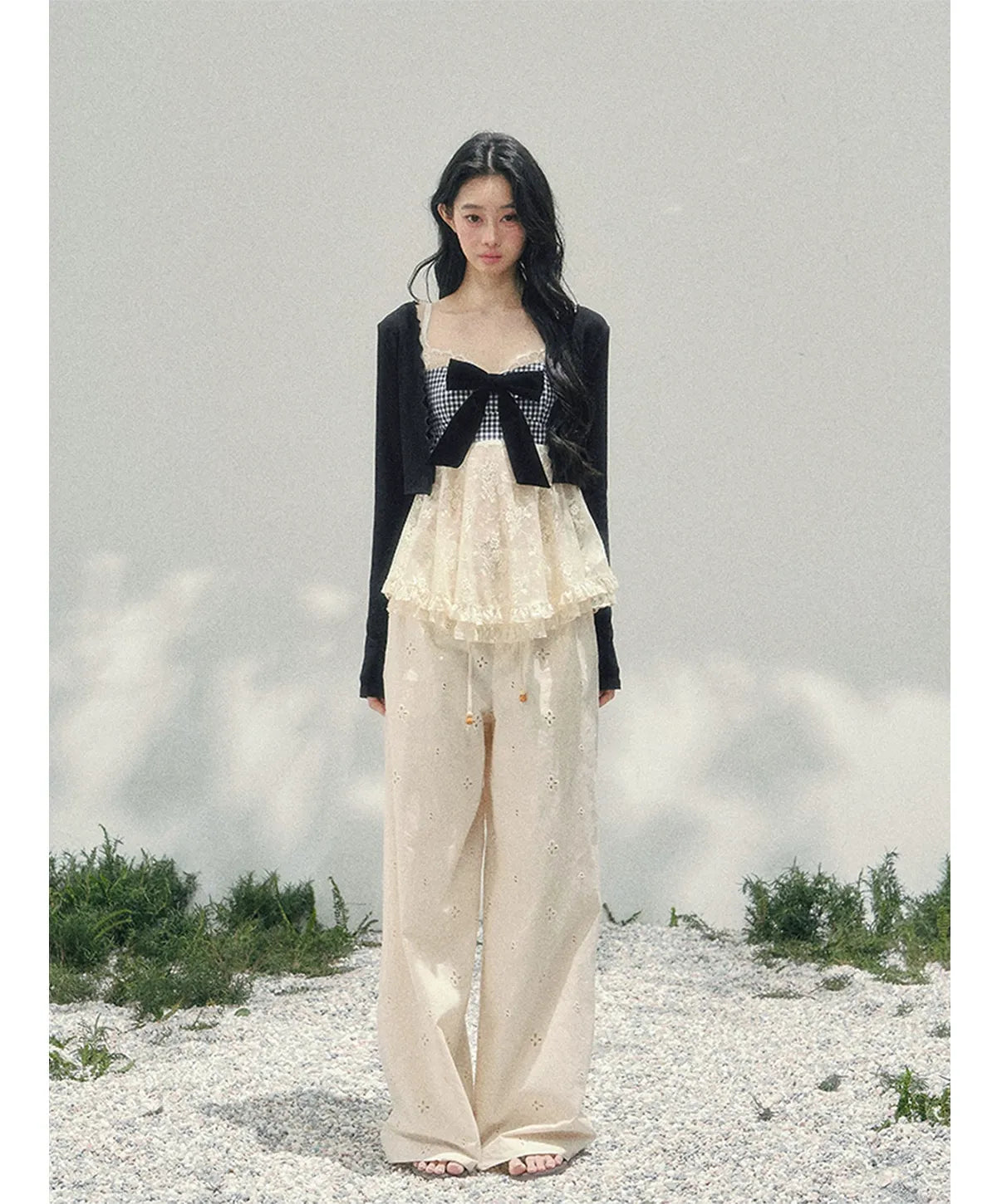 Wide-Leg Embroidered Pants