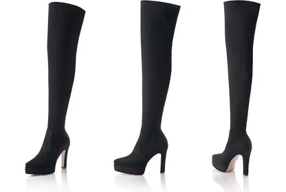 Suede Slouchy Over-Knee Boots