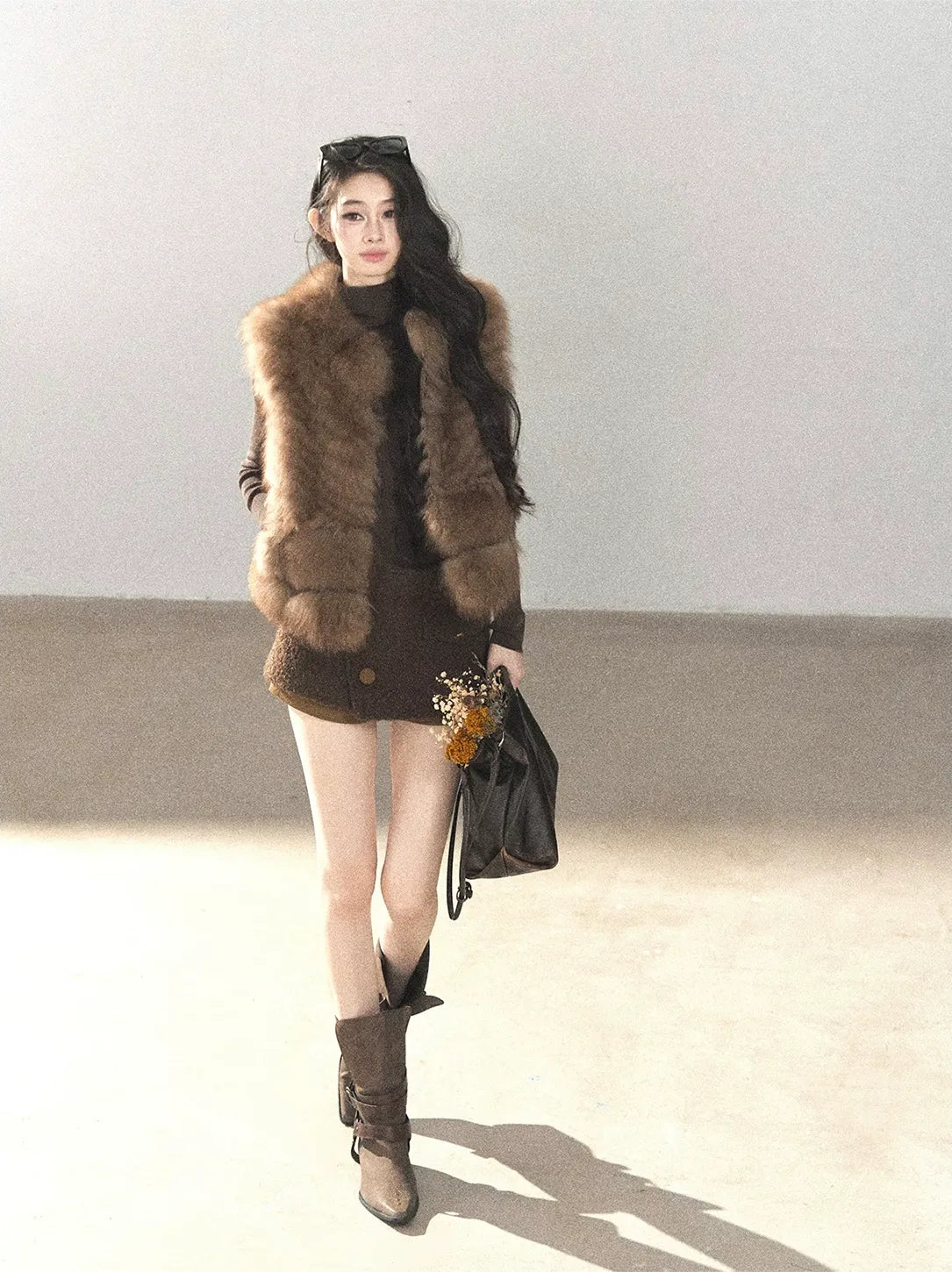 Fox Fur Stand-Collar Vest