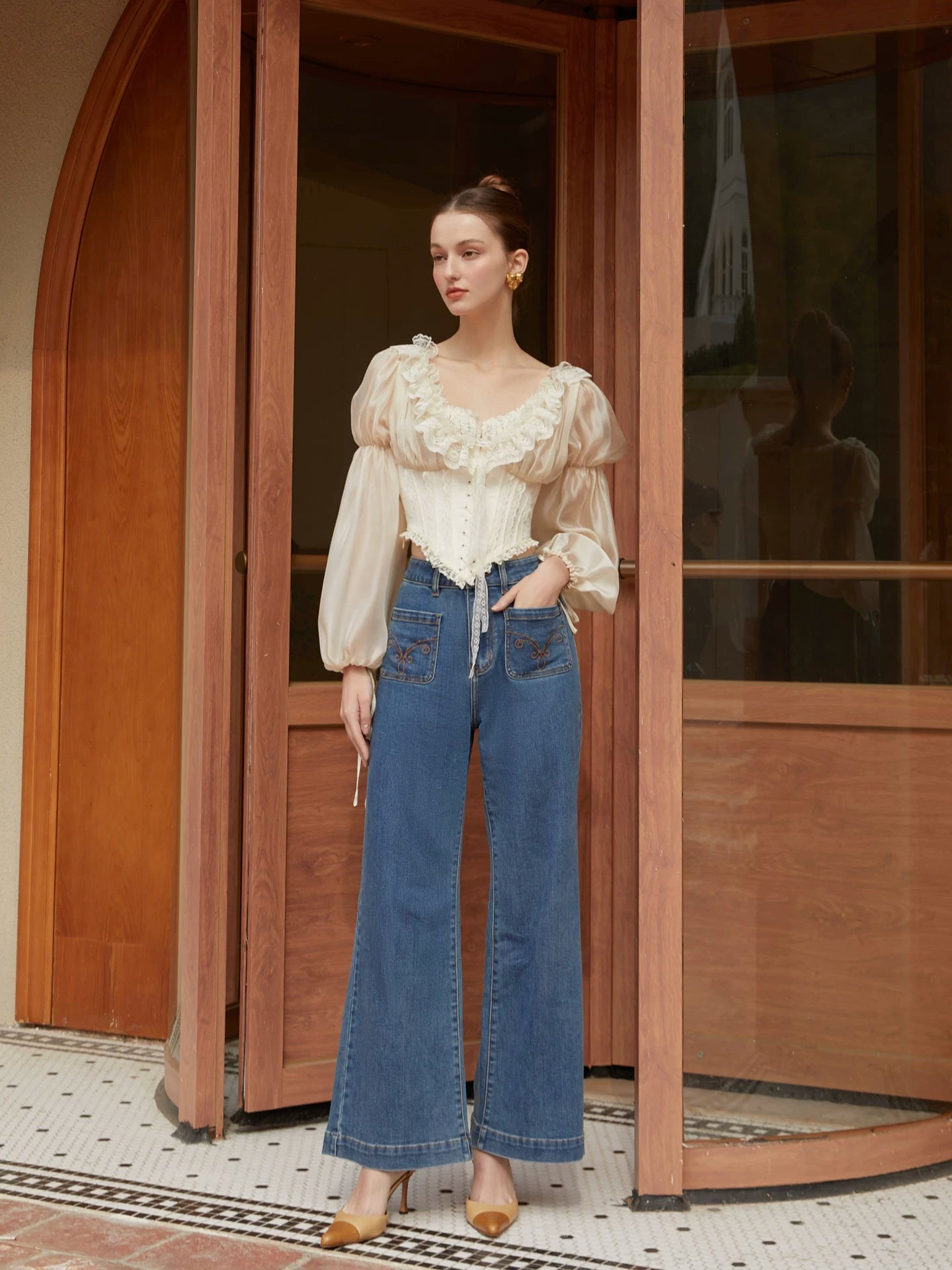 High-Waist Flared Jeans