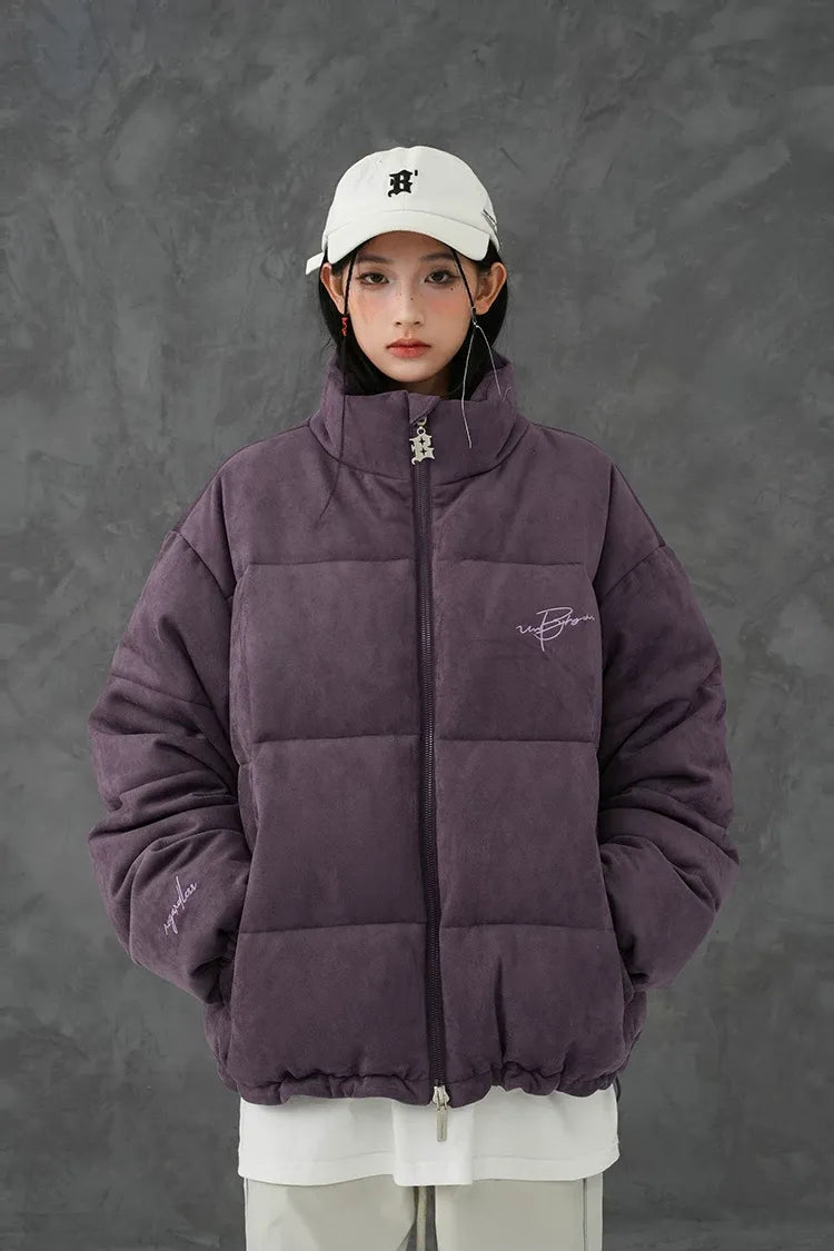 Suede Oversized Down Puffer Jacket