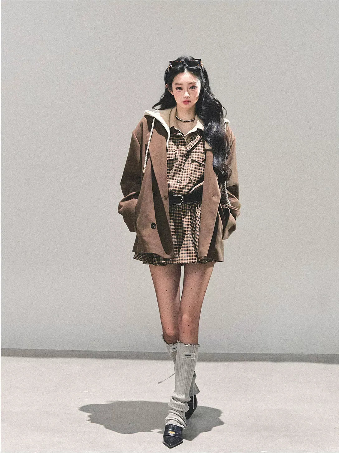 Plaid Petal Panel Mini Dress