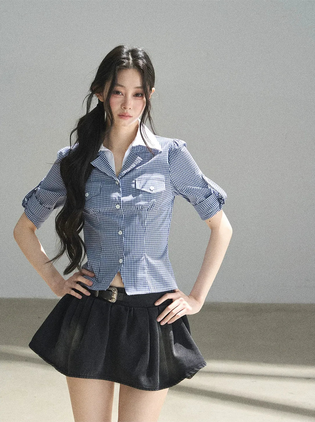 Washed Denim A-Line Skirt