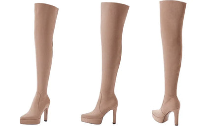 Suede Slouchy Over-Knee Boots