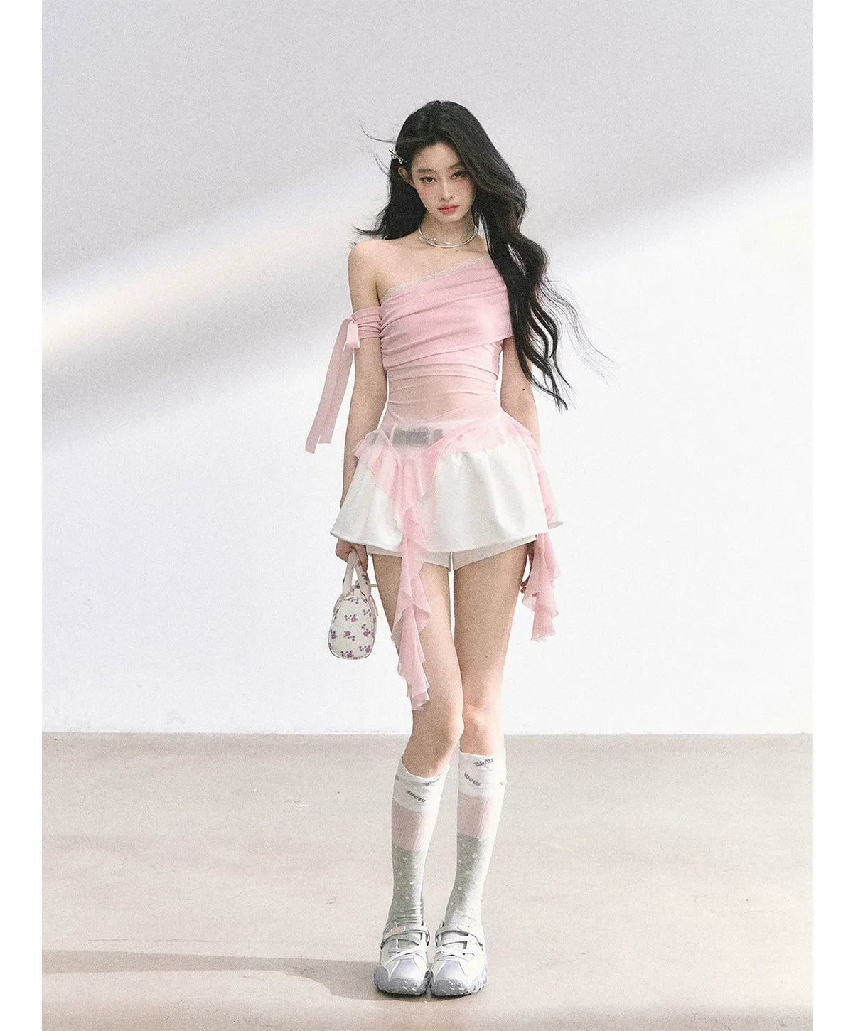 Sheer Asymmetric Mesh Tee