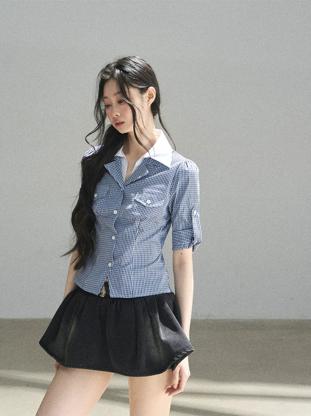Washed Denim A-Line Skirt