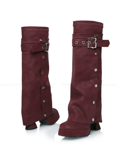 Lychee Textured Chunky Boots