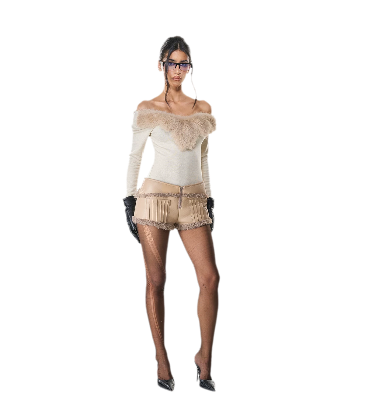 Reversible Fur Leather Cropped Jacket