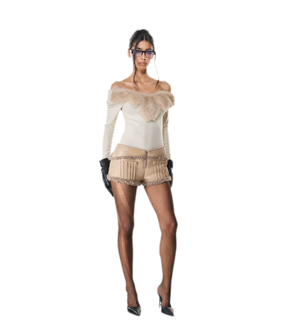 Reversible Fur Leather Cropped Jacket