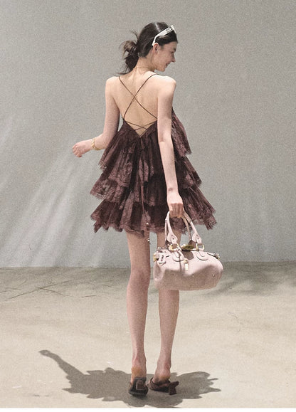 Textured Lace Trim Dress