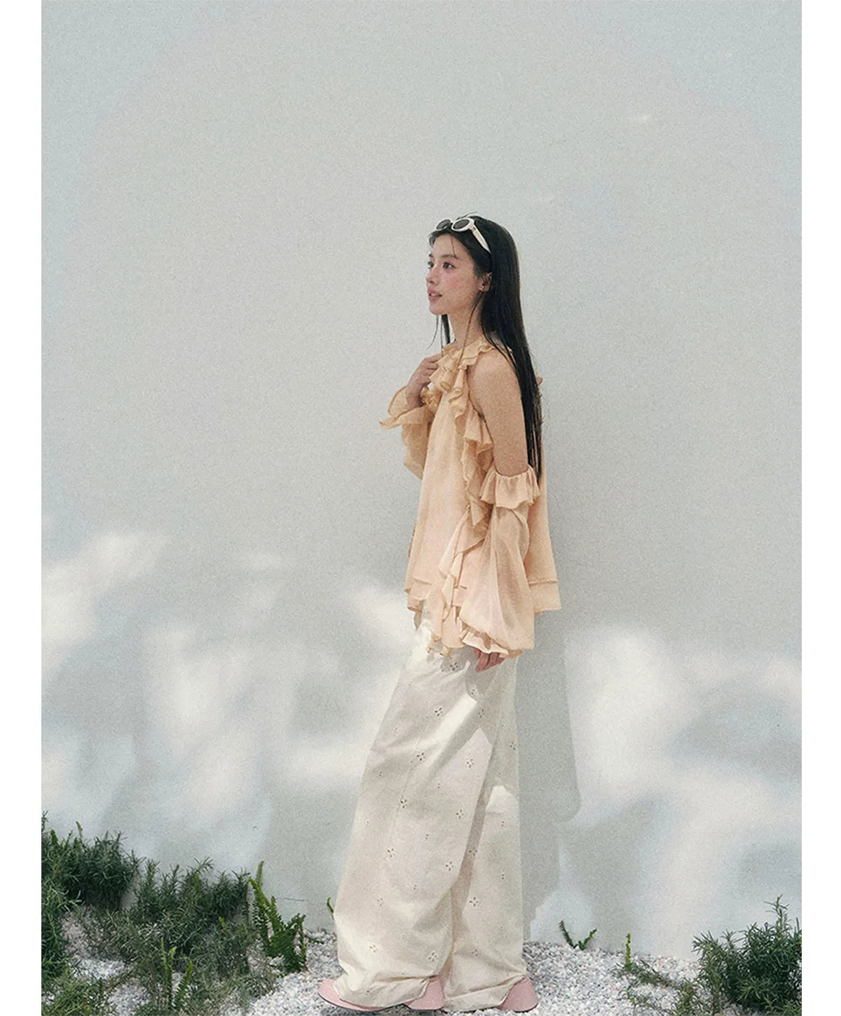 Wide-Leg Embroidered Pants