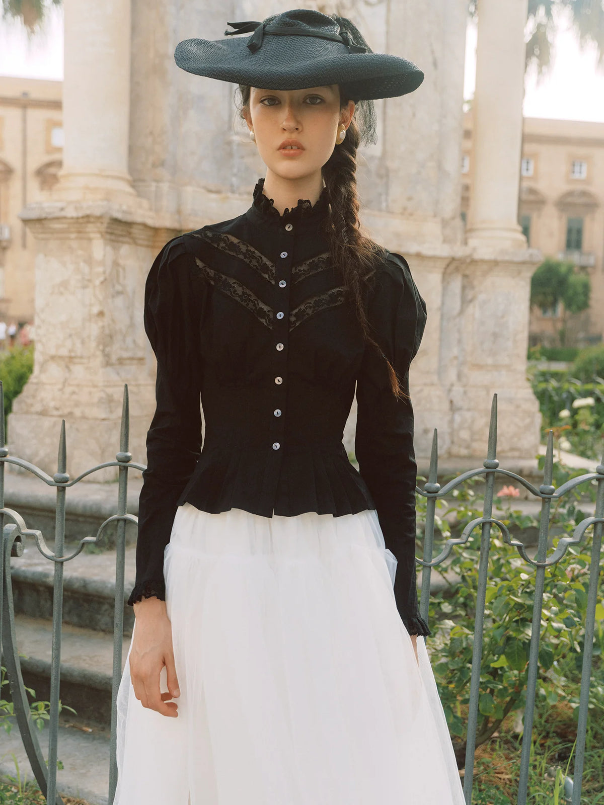Lace Trim Victorian Midi Dress