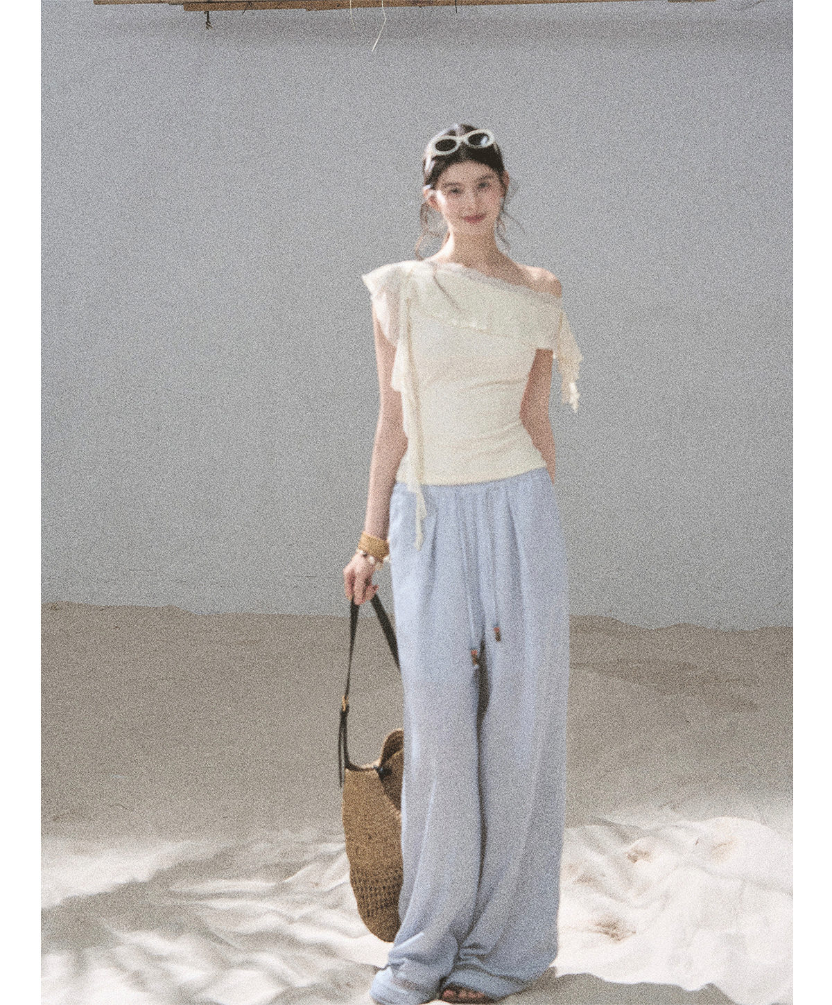 Lace One-Shoulder Crop Tee