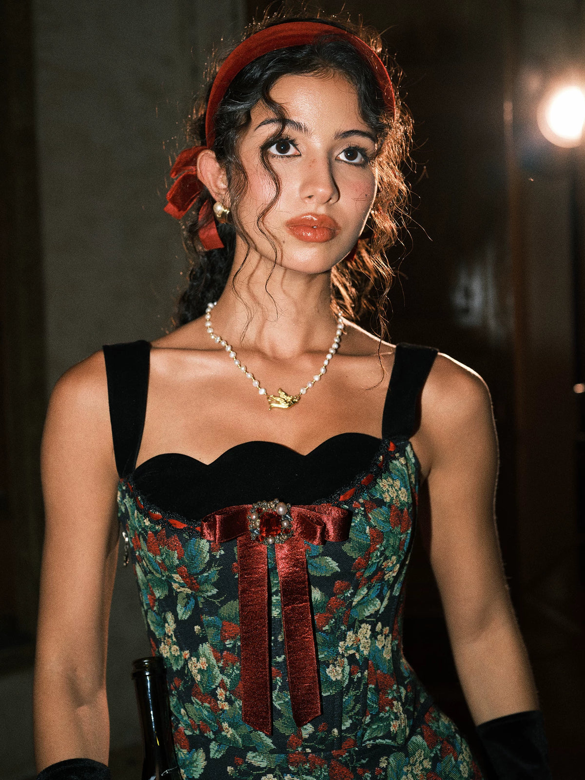 Floral Jacquard Corset Dress