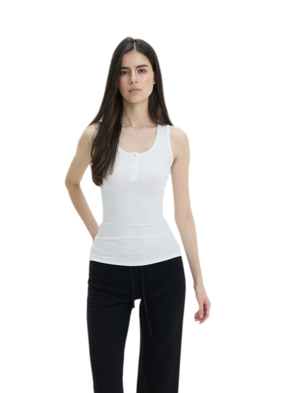 Ribbed Slim-Fit Henley Tank