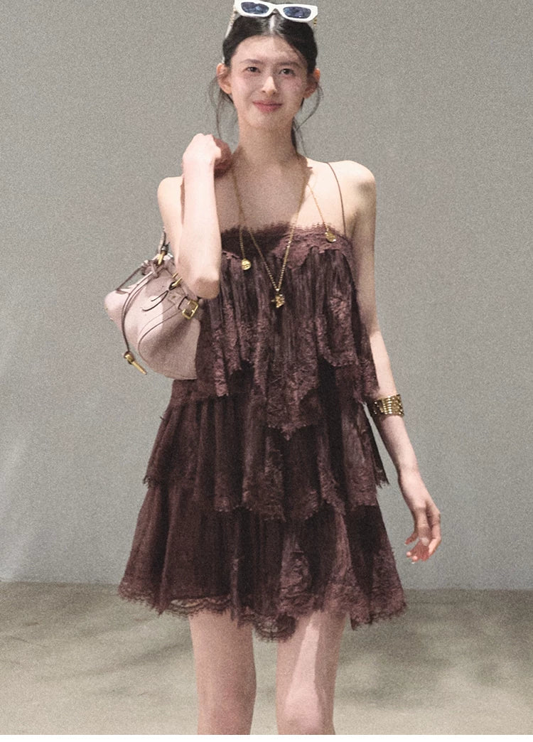 Textured Lace Trim Dress