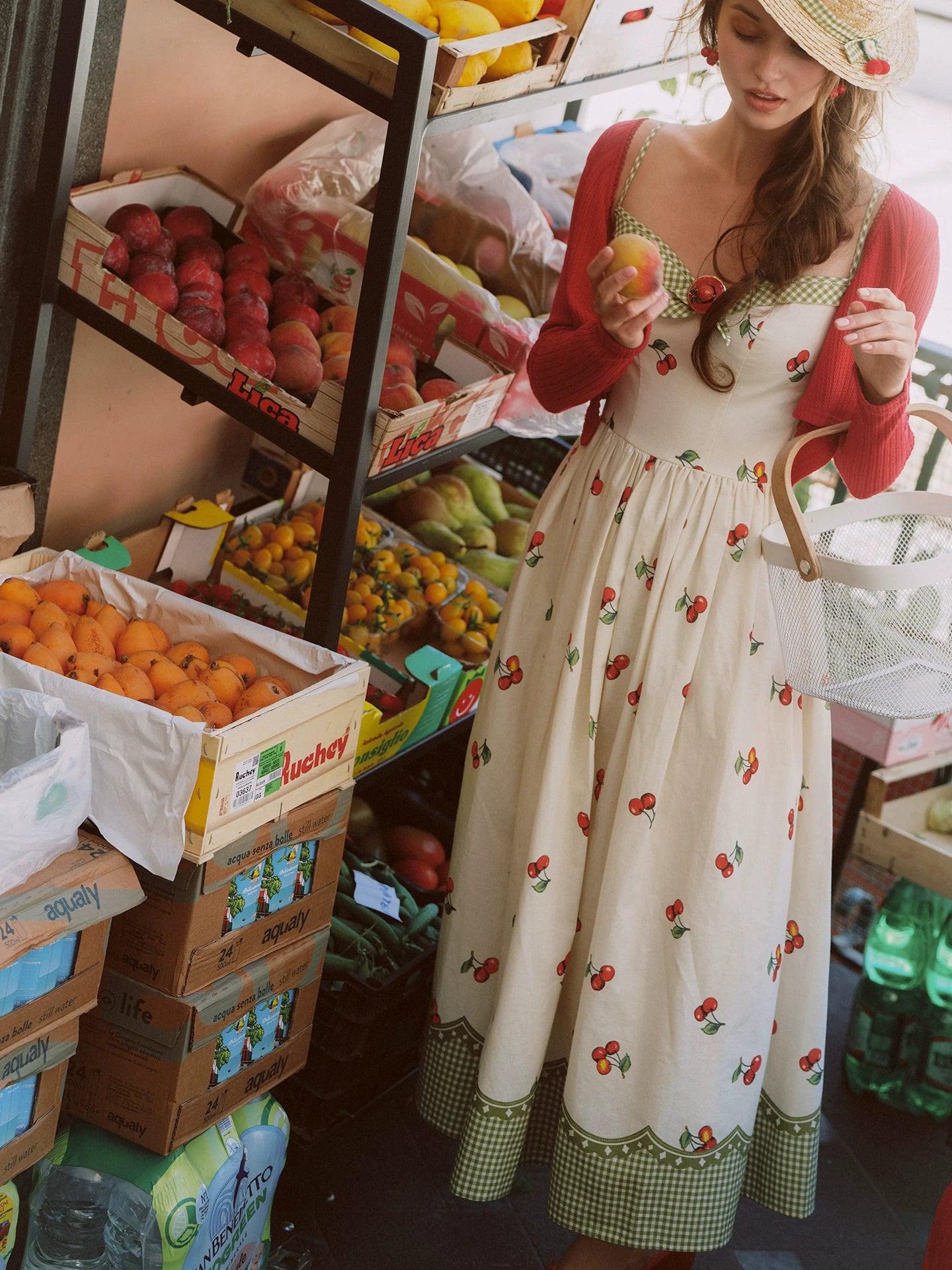 Cherry Print Fitted Dress